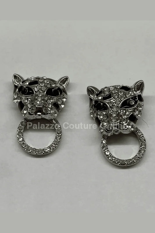 Wild Party Earrings – Crystal Leopard Earrings with Ring Detail