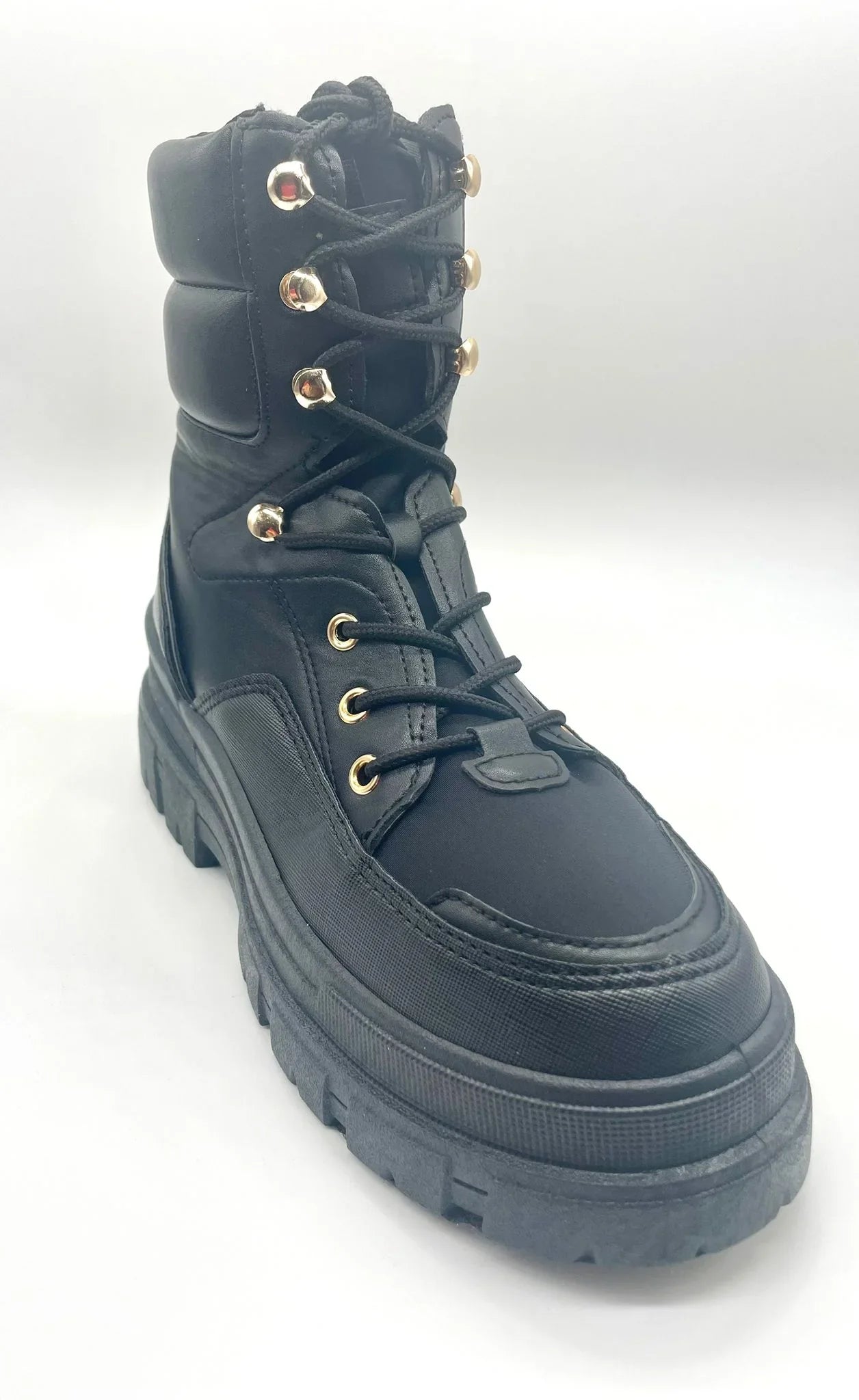 Winter Princess Kate Black Lace Boots with Chunky Platform Sole
