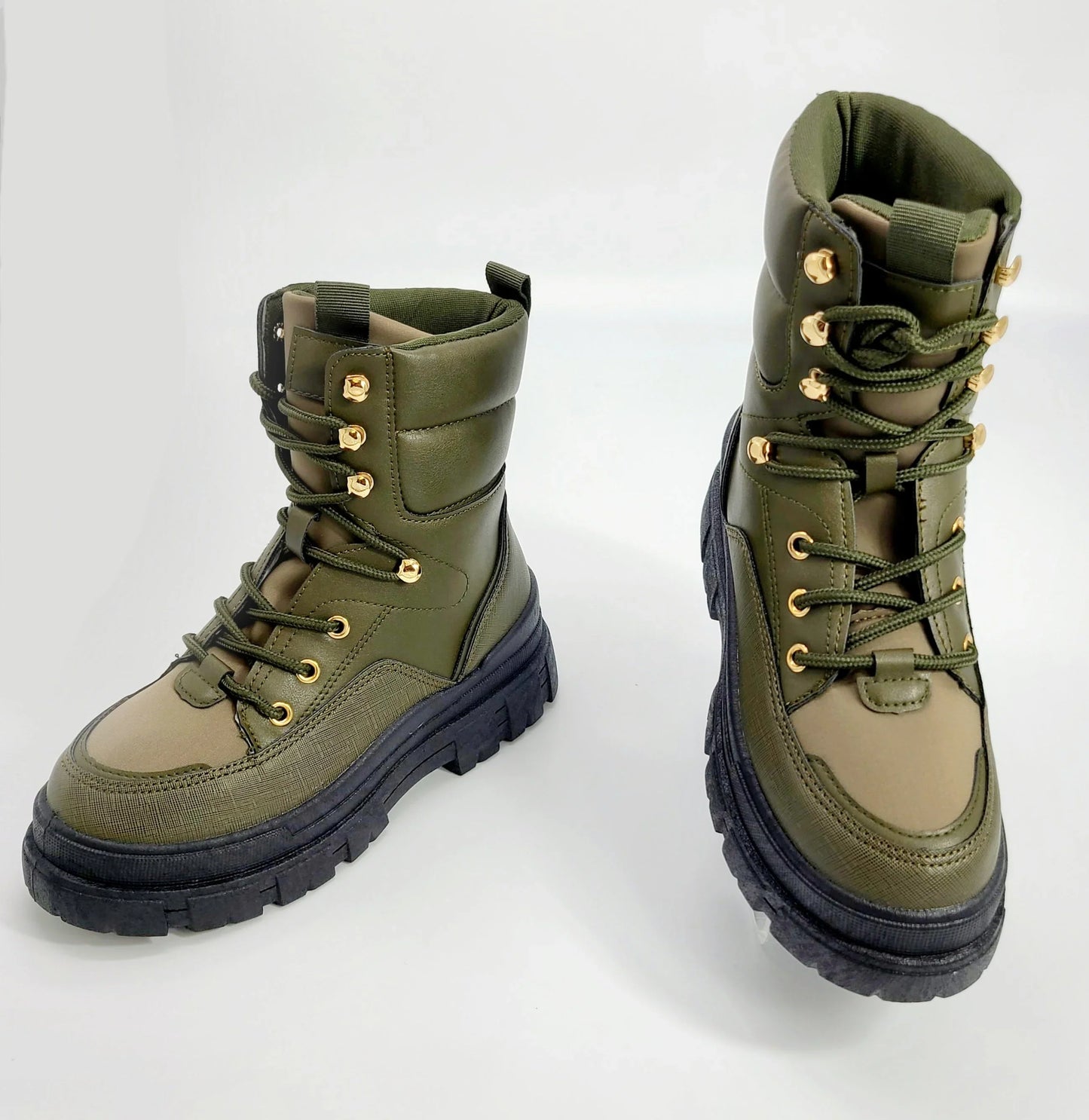 Winter Princess Kate Combat Boots (Olive)