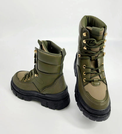 Winter Princess Kate Combat Boots (Olive)