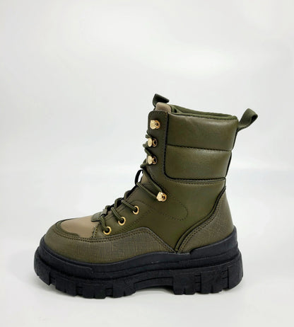 Winter Princess Kate Combat Boots (Olive)