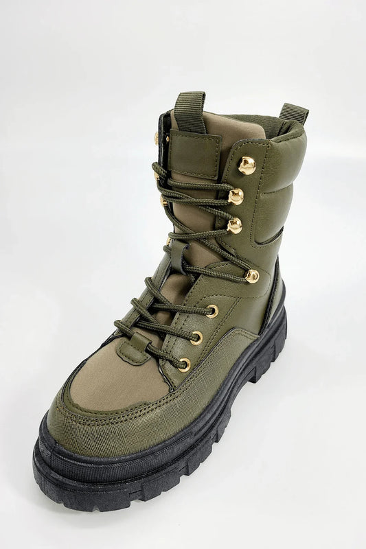 Winter Princess Kate Combat Boots (Olive)