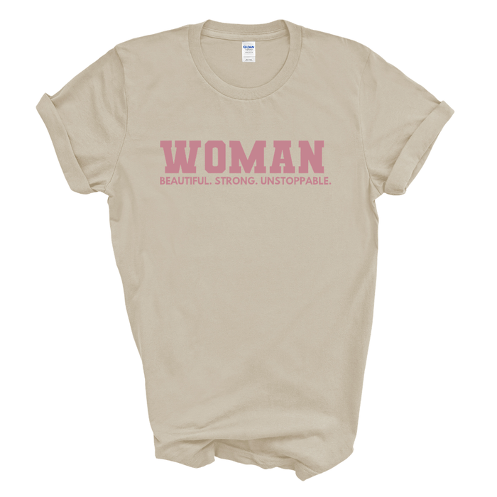 WOMAN Graphic Tee (Mauve Print)