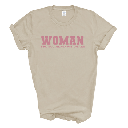 WOMAN Graphic Tee (Mauve Print)