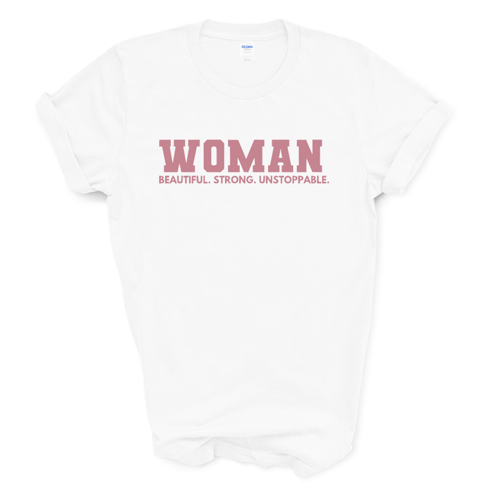 WOMAN Graphic Tee (Mauve Print)