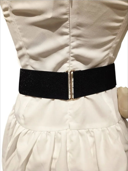 Luna Wave Elastic Waist Belt in Black