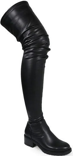 Women’s Platform Thigh High Boots with Stretchy Fit (Black)