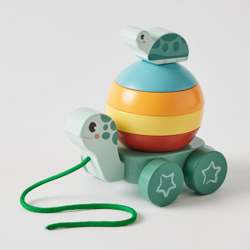 Wooden Pull Along Stacking Turtle Toy (DAMAGED PACKAGING)