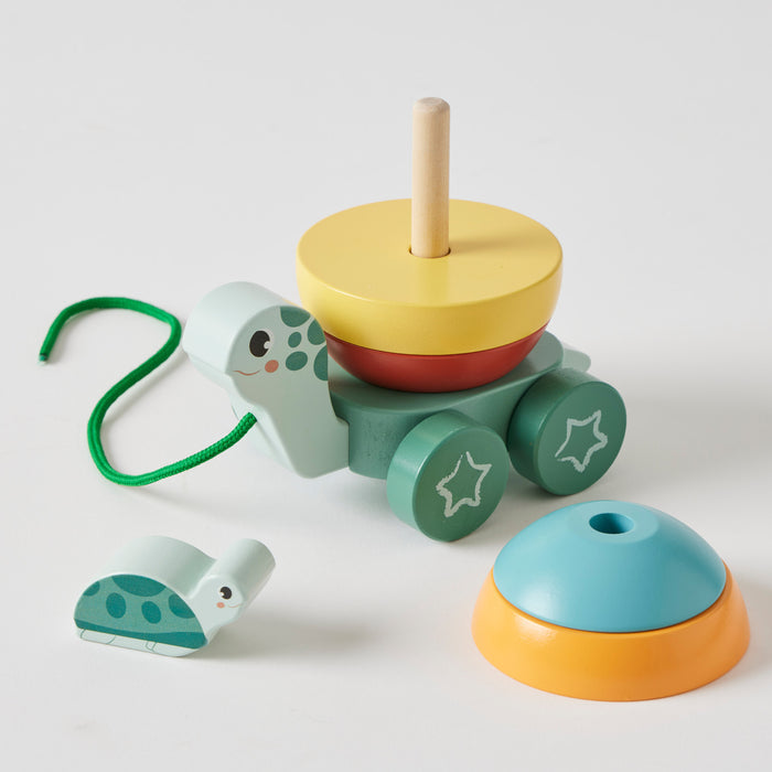 Wooden Pull Along Stacking Turtle Toy (DAMAGED PACKAGING)